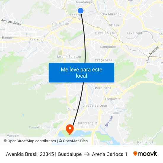 Avenida Brasil, 23345 | Guadalupe to Arena Carioca 1 map