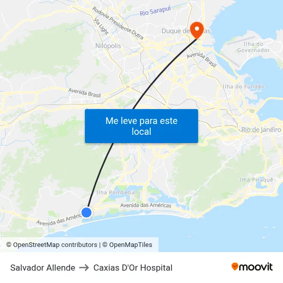 Salvador Allende to Caxias D'Or Hospital map