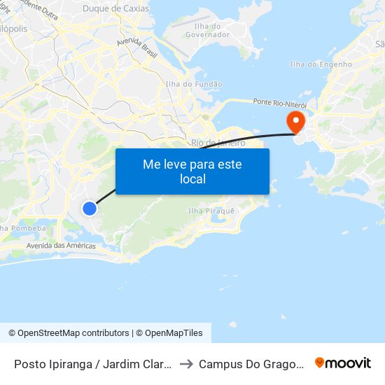 Posto Ipiranga / Jardim Clarice to Campus Do Gragoatá map