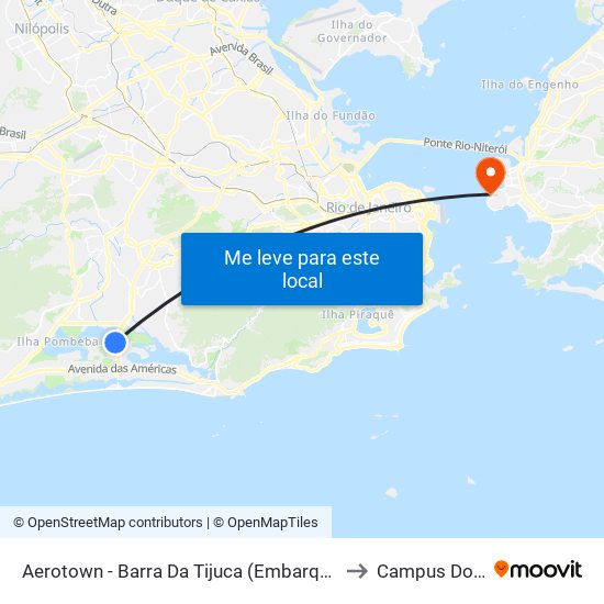 Aerotown - Barra Da Tijuca (Embarque E Desembarque - 1001) to Campus Do Gragoatá map