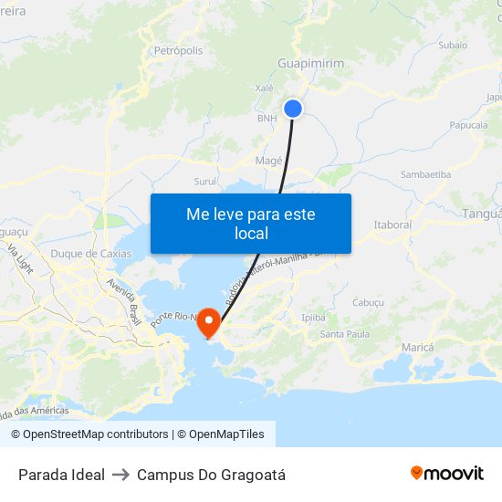 Parada Ideal to Campus Do Gragoatá map