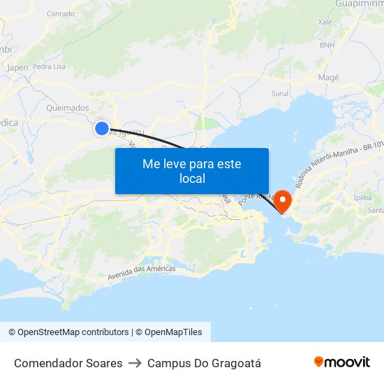 Comendador Soares to Campus Do Gragoatá map