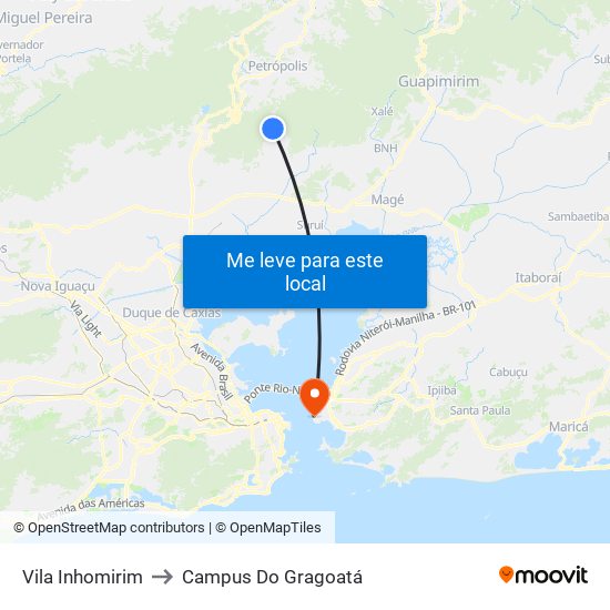 Vila Inhomirim to Campus Do Gragoatá map