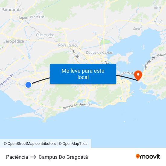 Paciência to Campus Do Gragoatá map