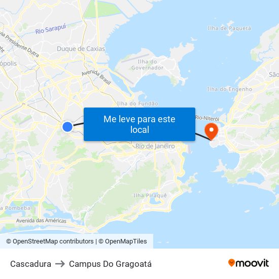 Cascadura to Campus Do Gragoatá map
