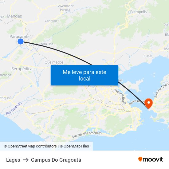 Lages to Campus Do Gragoatá map