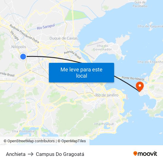 Anchieta to Campus Do Gragoatá map