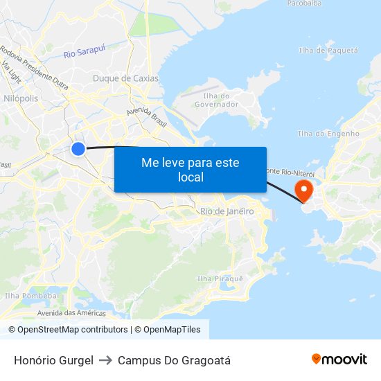 Honório Gurgel to Campus Do Gragoatá map