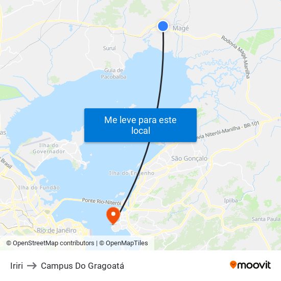 Iriri to Campus Do Gragoatá map
