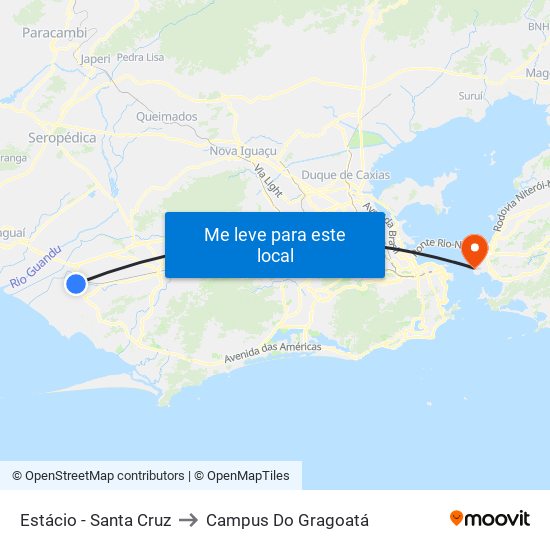 Estácio - Santa Cruz to Campus Do Gragoatá map