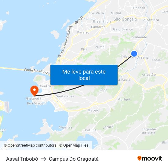 Assaí Tribobó to Campus Do Gragoatá map
