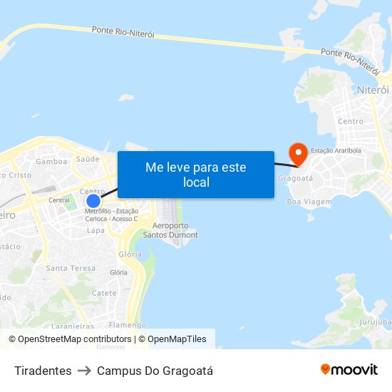 Tiradentes to Campus Do Gragoatá map