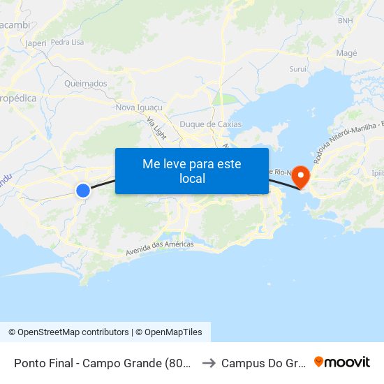 Ponto Final - Campo Grande (804, 833 E 898) to Campus Do Gragoatá map