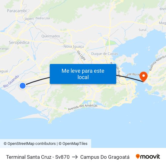 Terminal Santa Cruz - Sv870 to Campus Do Gragoatá map