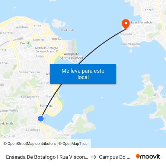 Enseada De Botafogo | Rua Visconde De Ouro Preto to Campus Do Gragoatá map