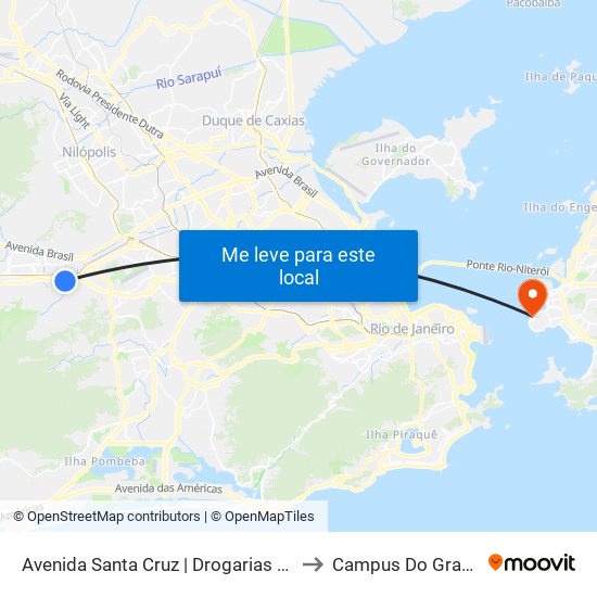 Avenida Santa Cruz | Drogarias Pacheco to Campus Do Gragoatá map