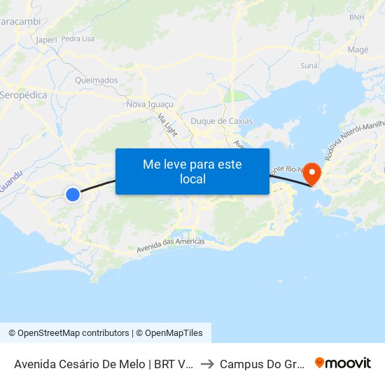 Avenida Cesário De Melo | BRT Vilar Carioca to Campus Do Gragoatá map