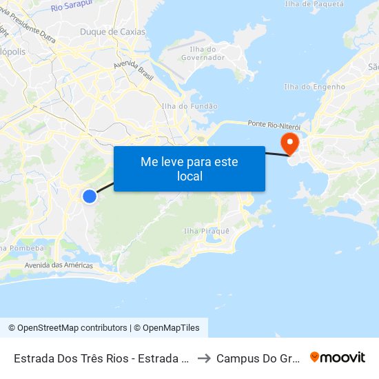 Estrada Dos Três Rios - Estrada Do Bananal to Campus Do Gragoatá map