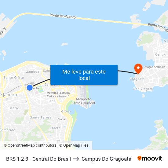 BRS 1 2 3 - Central Do Brasil to Campus Do Gragoatá map