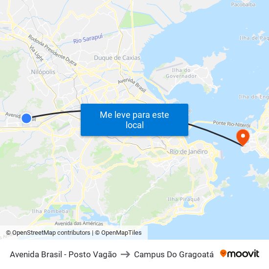 Avenida Brasil - Posto Vagão to Campus Do Gragoatá map