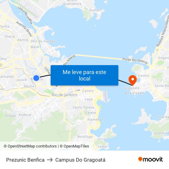 Prezunic Benfica to Campus Do Gragoatá map
