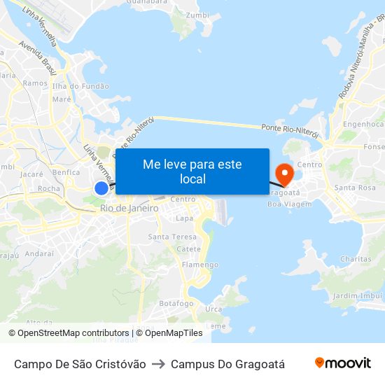 Campo De São Cristóvão to Campus Do Gragoatá map