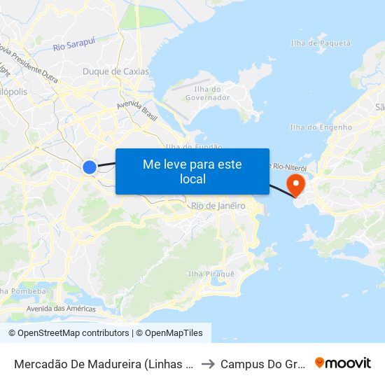 Mercadão De Madureira (Linhas Municipais) to Campus Do Gragoatá map