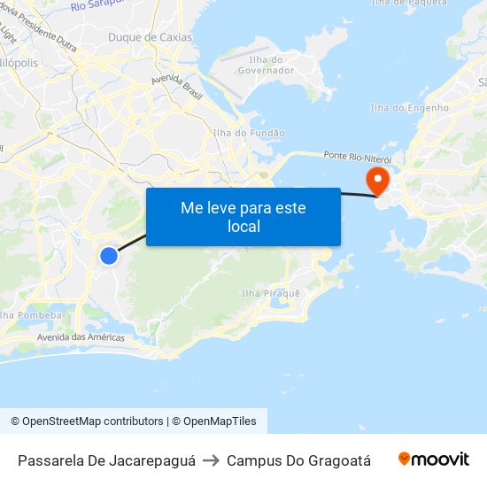Passarela De Jacarepaguá to Campus Do Gragoatá map