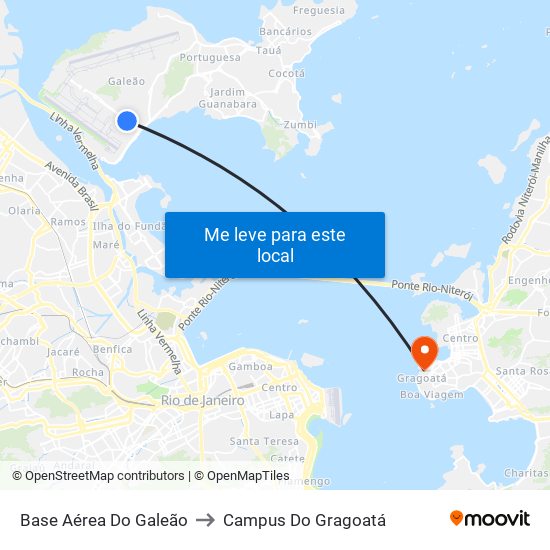 Base Aérea Do Galeão to Campus Do Gragoatá map