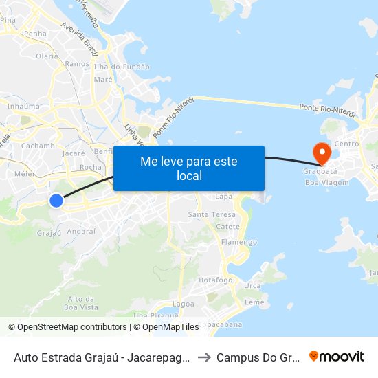 Auto Estrada Grajaú - Jacarepaguá, 452-522 to Campus Do Gragoatá map