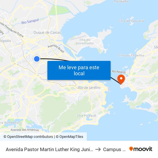 Avenida Pastor Martin Luther King Junior | Metrô Colégio (Sentido Del Castilho) to Campus Do Gragoatá map