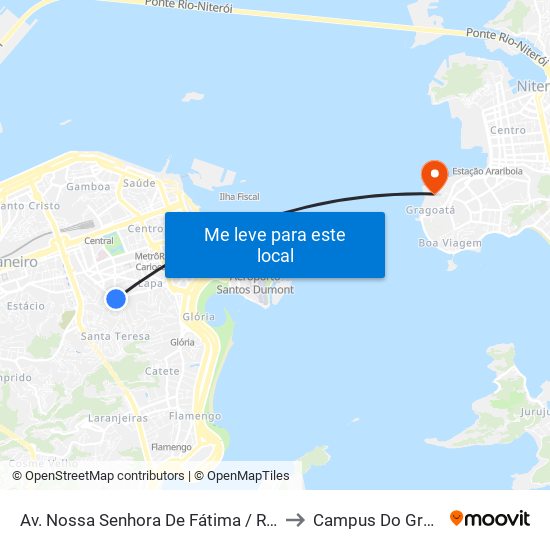 Av. Nossa Senhora De Fátima / R. Riachuelo to Campus Do Gragoatá map