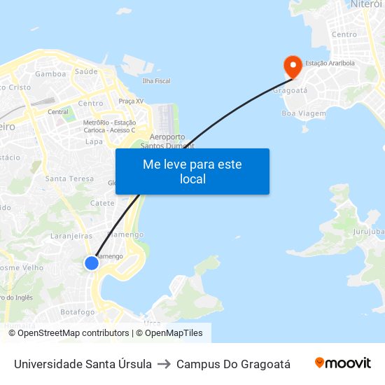 Universidade Santa Úrsula to Campus Do Gragoatá map