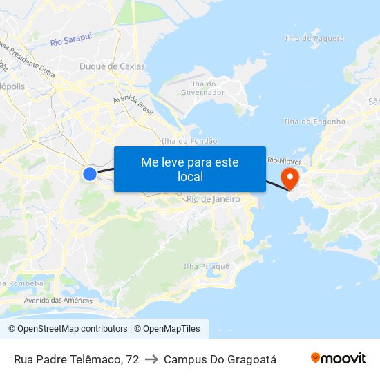 Rua Padre Telêmaco, 72 to Campus Do Gragoatá map