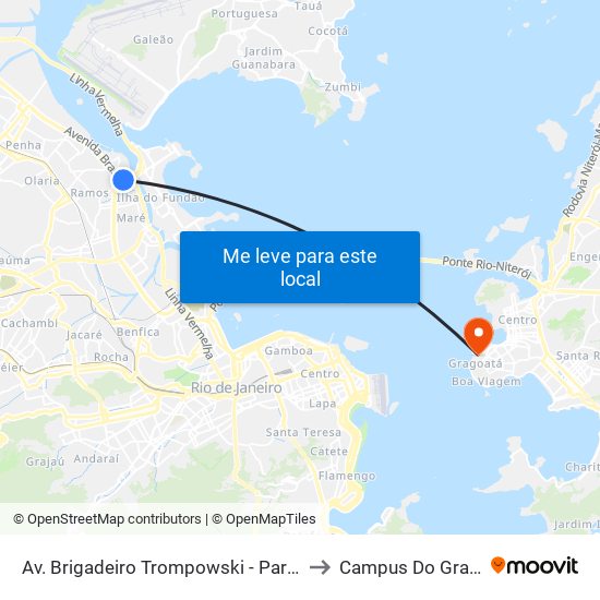 Av. Brigadeiro Trompowski - Parque União to Campus Do Gragoatá map