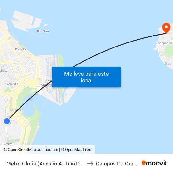 Metrô Glória (Acesso A - Rua Da Glória) to Campus Do Gragoatá map