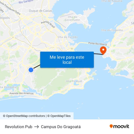 Revolution Pub to Campus Do Gragoatá map