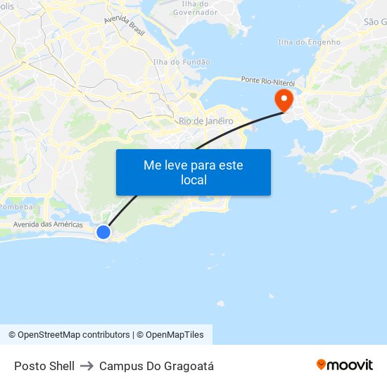 Posto Shell to Campus Do Gragoatá map