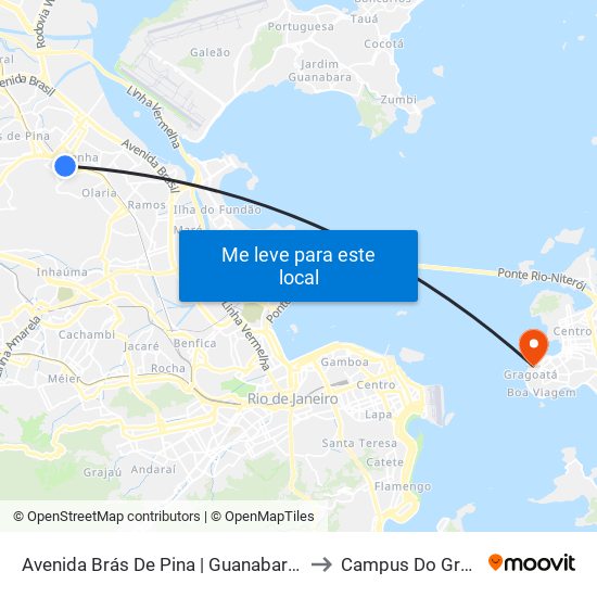 Avenida Brás De Pina | Guanabara Da Penha to Campus Do Gragoatá map
