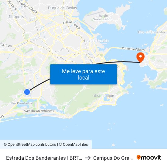 Estrada Dos Bandeirantes | BRT Curicica to Campus Do Gragoatá map