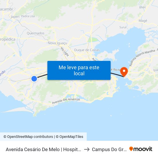 Avenida Cesário De Melo | Hospital Rocha Faria to Campus Do Gragoatá map