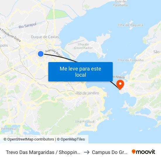 Trevo Das Margaridas / Shopping Via Brasil to Campus Do Gragoatá map