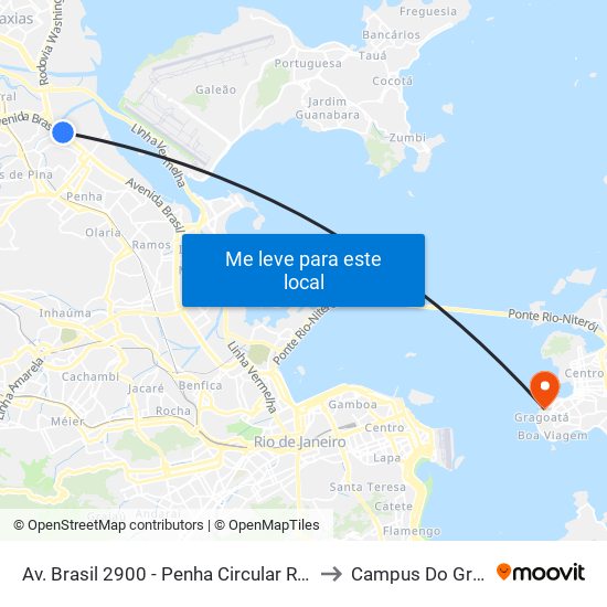 Av. Brasil 2900 - Penha Circular Rio De Janeiro to Campus Do Gragoatá map