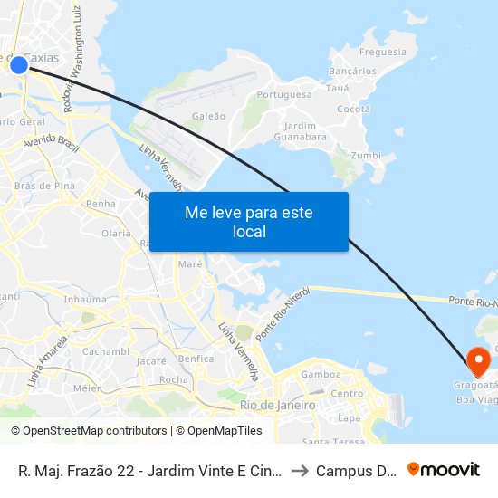 R. Maj. Frazão 22 - Jardim Vinte E Cinco De Agosto Duque De Caxias to Campus Do Gragoatá map