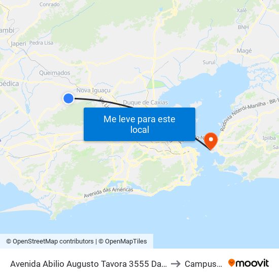 Avenida Abilio Augusto Tavora 3555 Danon Nova Iguaçu - Rio De Janeiro 26270 Brasil to Campus Do Gragoatá map