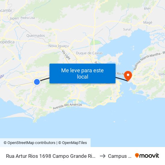 Rua Artur Rios 1698 Campo Grande Rio De Janeiro - Rio De Janeiro 23013 Brasil to Campus Do Gragoatá map