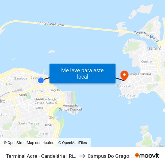 Terminal Acre - Candelária | Rio Ita to Campus Do Gragoatá map