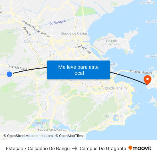 Estação / Calçadão De Bangu to Campus Do Gragoatá map