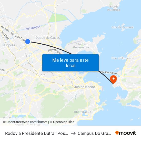 Rodovia Presidente Dutra | Posto Shell to Campus Do Gragoatá map