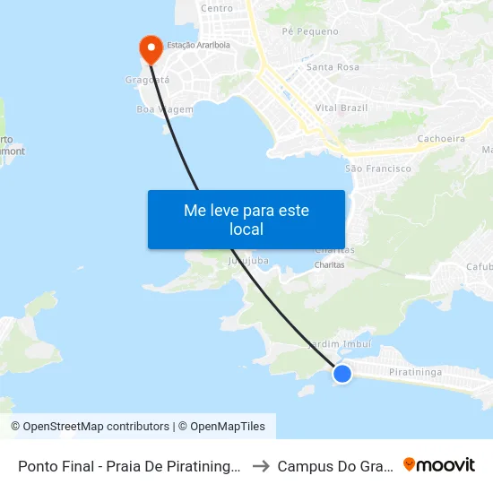 Ponto Final - Praia De Piratininga (1910d) to Campus Do Gragoatá map